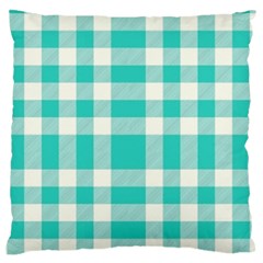 Turquoise Plaids Large Flano Cushion Case (two Sides) by ConteMonfrey