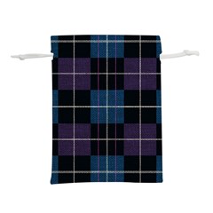Blue Black Modern Plaids Lightweight Drawstring Pouch (l) by ConteMonfrey