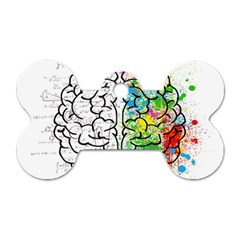 Brain Mind Psychology Idea Drawing Dog Tag Bone (two Sides) by Wegoenart
