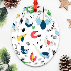 Vector-set-isolates-with-cute-birds-scandinavian-style Oval Filigree Ornament (two Sides) by Jancukart
