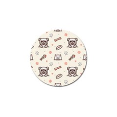 Pug-dog-cat-with-bone-fish-bones-paw-prints-ball-seamless-pattern-vector-background Golf Ball Marker by Jancukart