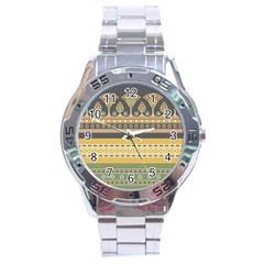 Seamless-pattern-egyptian-ornament-with-lotus-flower Stainless Steel Analogue Watch by Jancukart