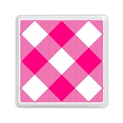 Pink And White Diagonal Plaids Memory Card Reader (square) by ConteMonfrey