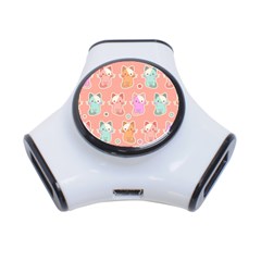 Cute Kawaii Kittens Seamless Pattern 3-port Usb Hub by Wegoenart