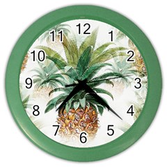 Pineapple Pattern Background Seamless Vintage Color Wall Clock by Wegoenart