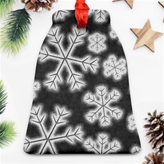 Snowflakes And Star Patterns Grey Frost Bell Ornament (two Sides) by artworkshop