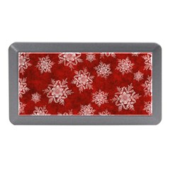 Snowflakes And Star Patternsred Snow Memory Card Reader (mini) by artworkshop