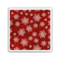 Snowflakes And Star Patternsred Snow Memory Card Reader (square) by artworkshop