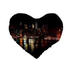 New York City Panorama Urban Hudson River Water Standard 16  Premium Flano Heart Shape Cushions by danenraven
