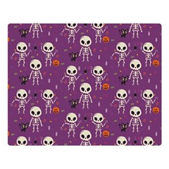 Background Halloween Pattern Pumpkin Skeleton Bat Double Sided Flano Blanket (large) by Ravend