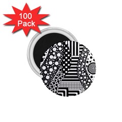 Black And White 1 75  Magnets (100 Pack) 