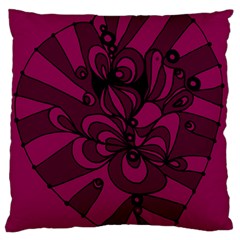 Aubergine Zendoodle Large Flano Cushion Case (two Sides) by Mazipoodles