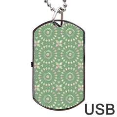 Kaleidoscope Peaceful Green Dog Tag Usb Flash (two Sides) by Mazipoodles