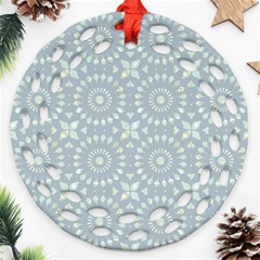 Kaleidoscope Duck Egg Round Filigree Ornament (two Sides) by Mazipoodles