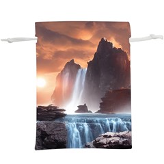 Water Waterfall Nature River Lake Planet Fantasy Lightweight Drawstring Pouch (xl) by Uceng