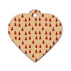 Red Christmas Tree Brown Dog Tag Heart (two Sides) by TetiBright