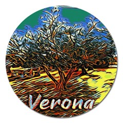 Colorful Verona Olive Tree Magnet 5  (round)