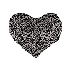 Black Cheetah Skin Standard 16  Premium Flano Heart Shape Cushions by Sparkle