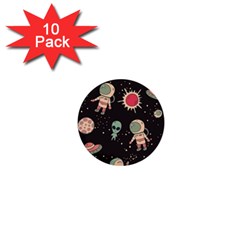 Space Pattern Cartoon 1  Mini Buttons (10 Pack)  by Jancukart