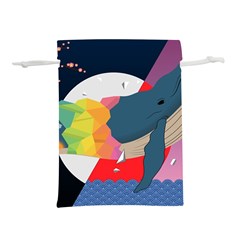 Whale Moon Ocean Digital Art Lightweight Drawstring Pouch (s) by Jancukart