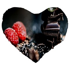 Chocolate Dark Large 19  Premium Heart Shape Cushions by artworkshop