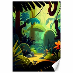 Jungle Rainforest Tropical Forest Jungle Scene Canvas 12  X 18  by Jancukart