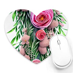 Brilliant Blushing Blossoms Heart Mousepad by GardenOfOphir