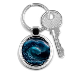 Tsunami Waves Ocean Sea Water Rough Seas 4 Key Chain (round)
