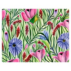 Celestial Watercolor Flower One Side Premium Plush Fleece Blanket (medium) by GardenOfOphir