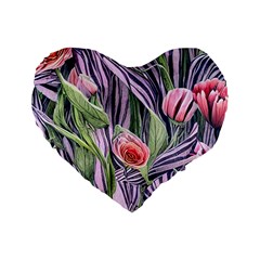 Charming Watercolor Flowers Standard 16  Premium Heart Shape Cushions by GardenOfOphir