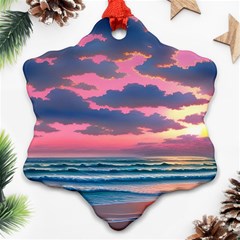 Sunset Over The Beach Ornament (snowflake) by GardenOfOphir