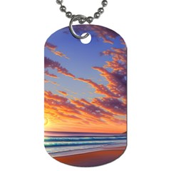Summer Sunset Over Beach Dog Tag (two Sides) by GardenOfOphir
