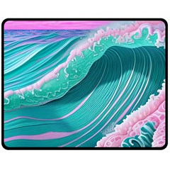 Pink Ocean Waves Fleece Blanket (medium) by GardenOfOphir