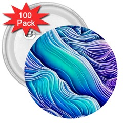 Ocean Waves In Pastel Tones 3  Buttons (100 Pack) 