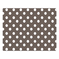 Brown And White Polka Dots One Side Premium Plush Fleece Blanket (large) by GardenOfOphir