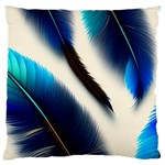 Feathers Pattern Design Blue Jay Texture Colors Large Cushion Case (Two Sides) Front