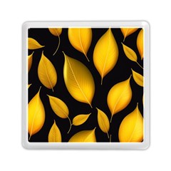 Leaves Foliage Pattern Metallic Gold Background Memory Card Reader (square) by Ravend