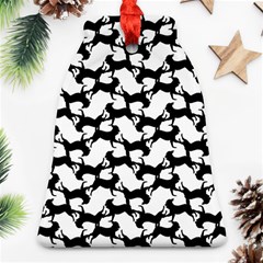 Playful Pups Black And White Pattern Bell Ornament (two Sides) by dflcprintsclothing