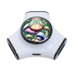 Natural Mushroom Fairy Garden 3-port Usb Hub by GardenOfOphir
