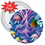 Mushroom Forest Nature Fairy Boho 3  Buttons (100 pack)  Front