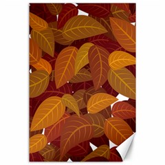 Watercolor Leaves Leaf Orange Canvas 24  X 36 