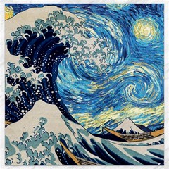 Starry Night Hokusai Vincent Van Gogh The Great Wave Off Kanagawa Canvas 12  X 12  by Semog4