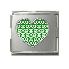 Green Pretzel Illustrations Pattern Mega Link Heart Italian Charm (18mm) by GardenOfOphir