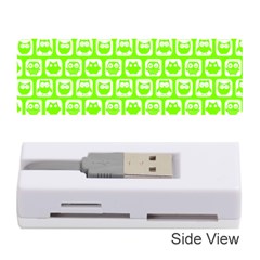 Lime Green And White Owl Pattern Memory Card Reader (stick) by GardenOfOphir
