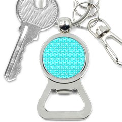 Aqua Turquoise And White Owl Pattern Bottle Opener Key Chain by GardenOfOphir