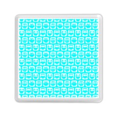 Aqua Turquoise And White Owl Pattern Memory Card Reader (square) by GardenOfOphir