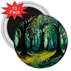 Ai Generated Trees Forest Mystical Forest Nature Art 3  Magnets (10 Pack)  by Ravend