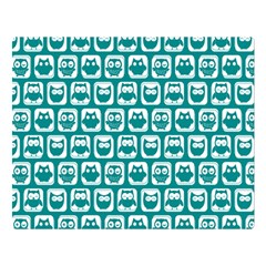 Teal And White Owl Pattern Premium Plush Fleece Blanket (large) by GardenOfOphir