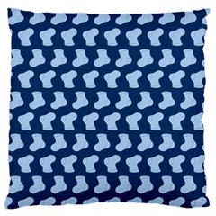 Blue Cute Baby Socks Illustration Pattern Large Premium Plush Fleece Cushion Case (two Sides) by GardenOfOphir
