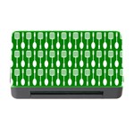 Green And White Kitchen Utensils Pattern Memory Card Reader with CF Front